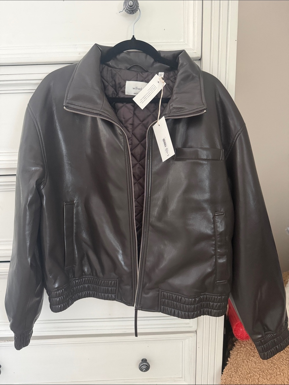 Wilfred Dark Brown Leather Bomber Jacket